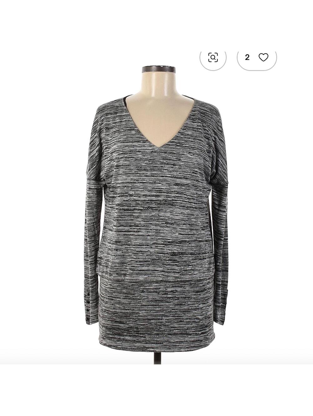White House Black Market Gray Long Sleeve Top Size M
